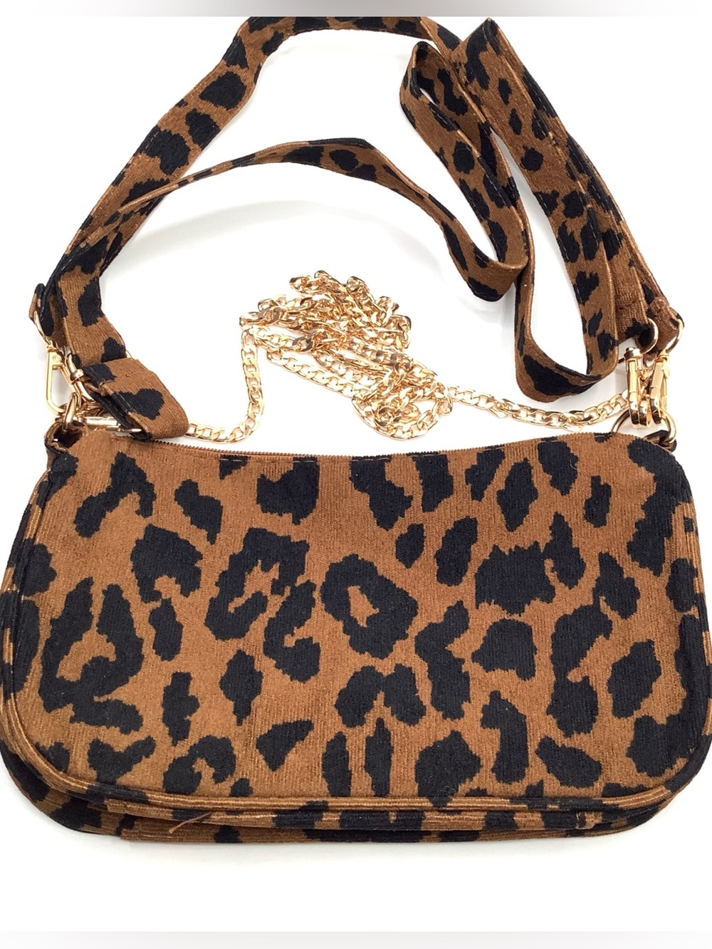 FITDON Corduroy Shoulder / Crossbody Bag in Leopard Print - NWT